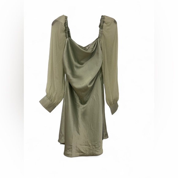 sage green satin dress - Picture 1 of 3